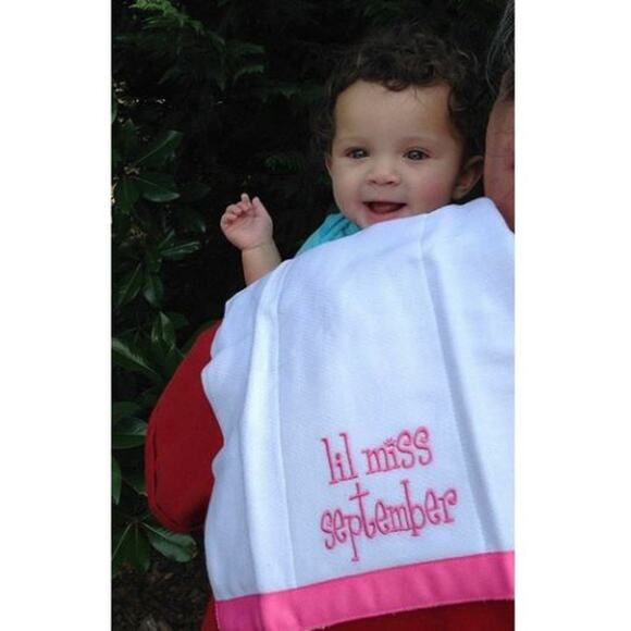 Embroidered Burp Cloth Future Beauty Queen, Lil Miss May Set of 2 Towels - Picture 3 of 3